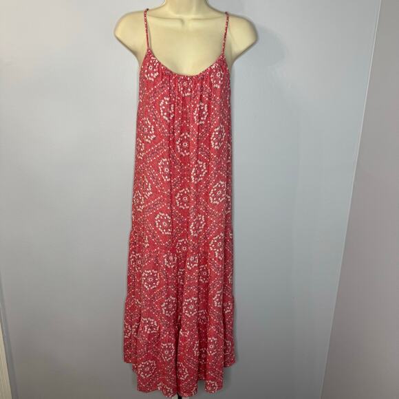 Rails Dresses & Skirts - Rails Linen Blend Spaghetti Strap Sun Midi Dress Red Pattern Beach Vacation XS